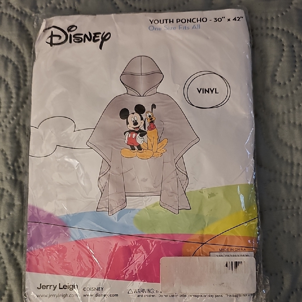 Disney Youth Rain Poncho featuring Mickey Mouse and Pluto